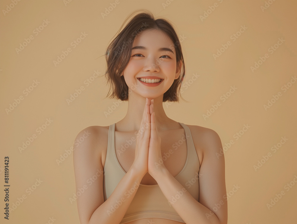 Beautiful East Asian woman on a clear background Beautiful East Asian woman on a clear background
