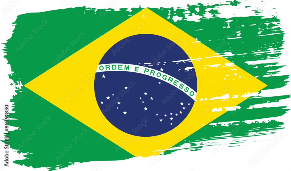 Fototapeta premium Brazil flag, wide brush stroke on transparent background vector