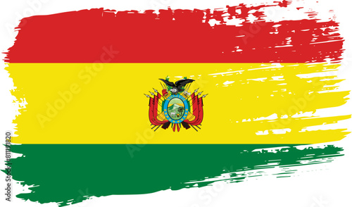 Bolivia flag, wide brush stroke on transparent background vector