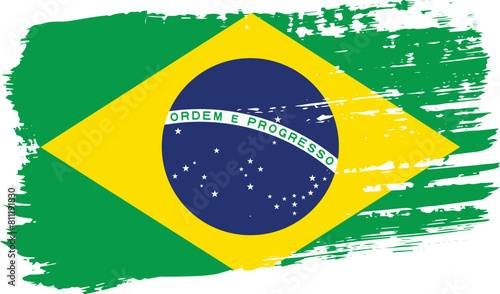 Brazil flag, wide brush stroke on transparent background vector photo