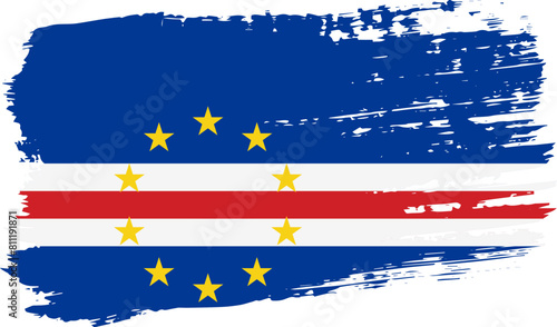 Schilderij op canvas Cape Verde flag, wide brush stroke on transparent background vector