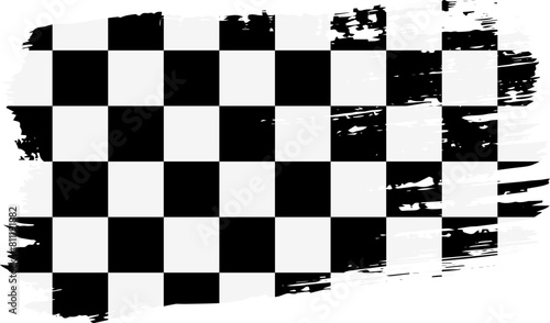 Checkered fabric cloth for finish flag, wide brush stroke on transparent background vector
