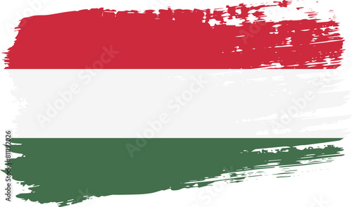 Hungary flag, wide brush stroke on transparent background vector