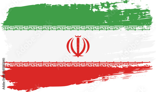 Iran flag, wide brush stroke on transparent background vector