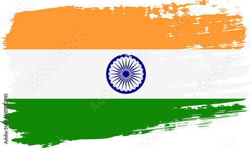 India flag, wide brush stroke on transparent background vector