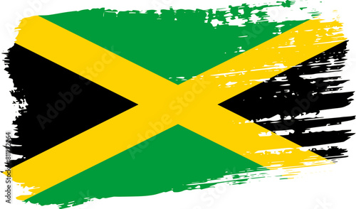 Jamaica flag, wide brush stroke on transparent background vector