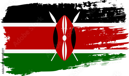 Kenya flag, wide brush stroke on transparent background vector