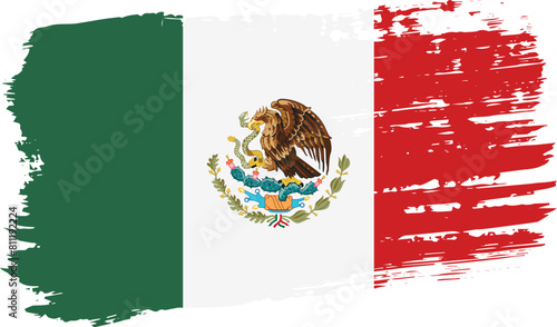 Mexico flag, wide brush stroke on transparent background vector