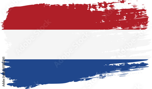 Netherlands flag, wide brush stroke on transparent background vector