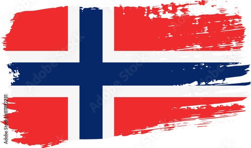 Norway flag, wide brush stroke on transparent background vector