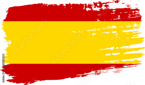 Spain flag, wide brush stroke on transparent background vector