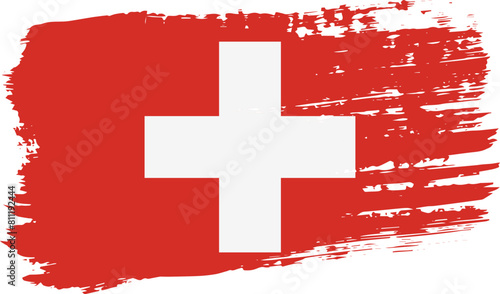 Switzerland flag, wide brush stroke on transparent background vector