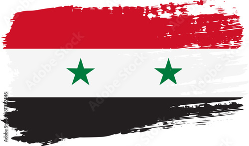 Syria flag, wide brush stroke on transparent background vector