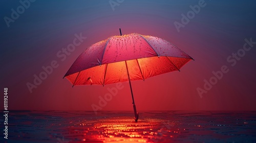 Bright summer beach illustration with a colorful beach umbrella offering shade and relaxation under a sunny sky