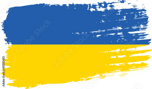 Ukraine flag, wide brush stroke on transparent background vector