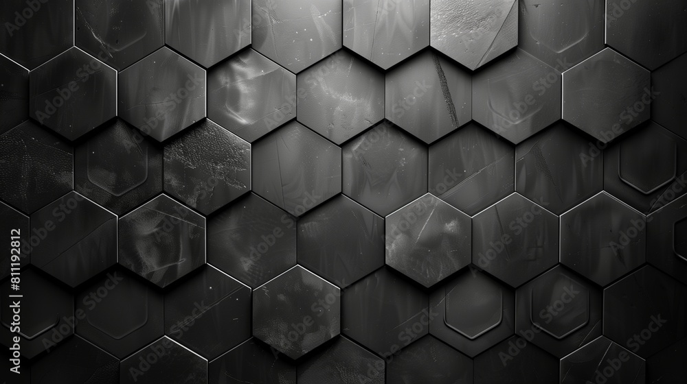 Elegant black and white wall adorned with diamond textures and sleek hexagonal patterns. Elegant black and white wall adorned with diamond textures and sleek hexagonal patterns.