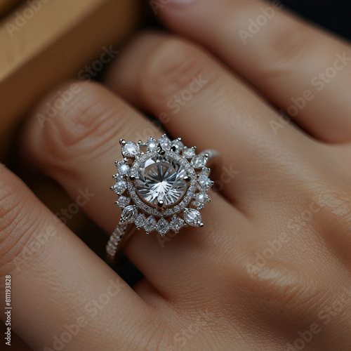 A stunningly beautiful engagement ring, crafted with intricate details and luxurious gems, representing the promise of a lifetime spent together