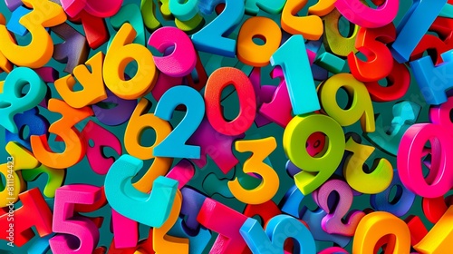 A large pile of colorful numbers.
