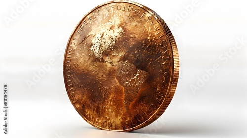 Golden Antique Coin in Crisp Detail A Timeless Symbol of Wealth and Prosperity photo
