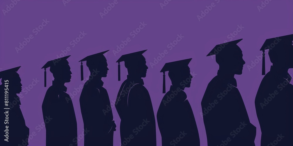 A group of people wearing graduation caps and gowns are lined up ...
