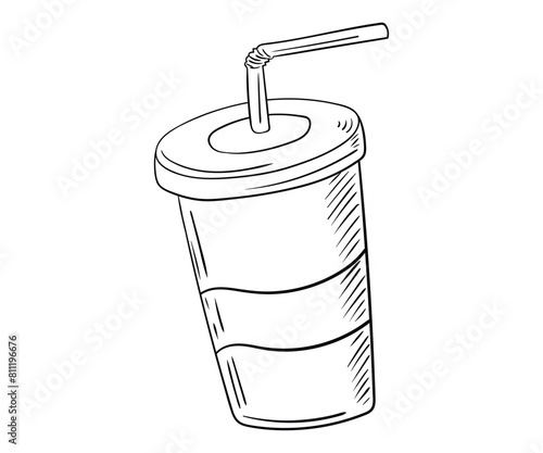 Soda in a cup, drawn by hand