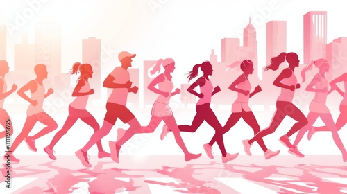  Vibrant Illustration of Diverse Runners Competing in an Urban Marathon