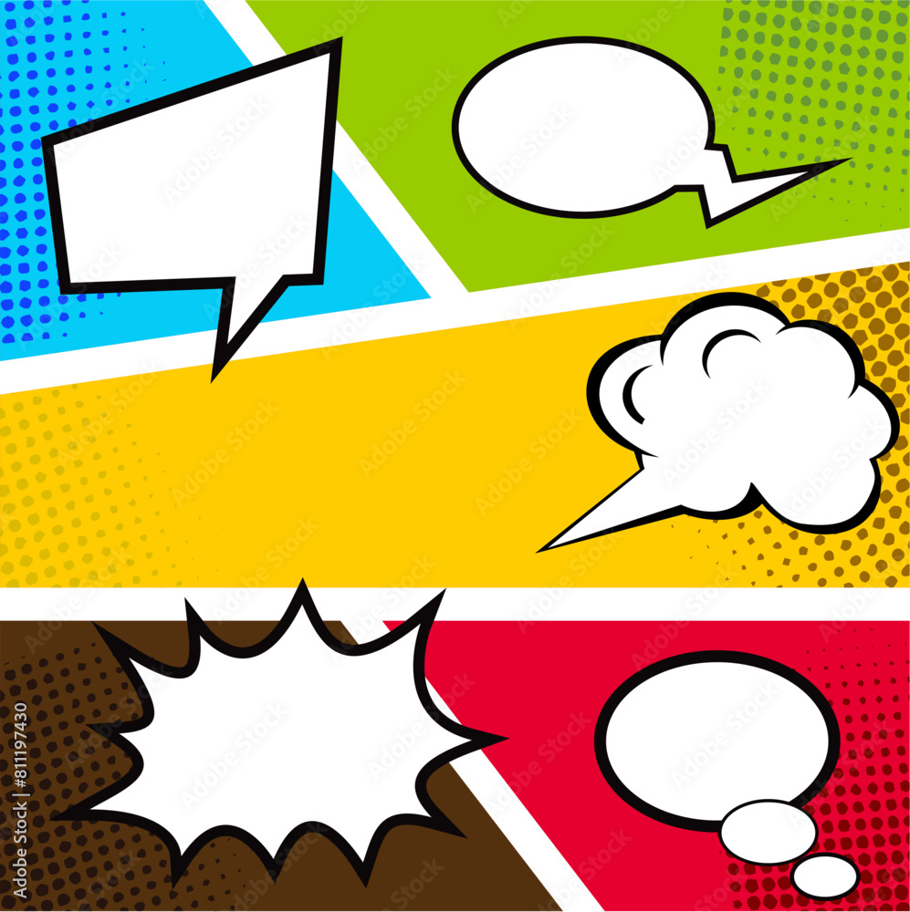 blank bubble text template comic design in frame and border