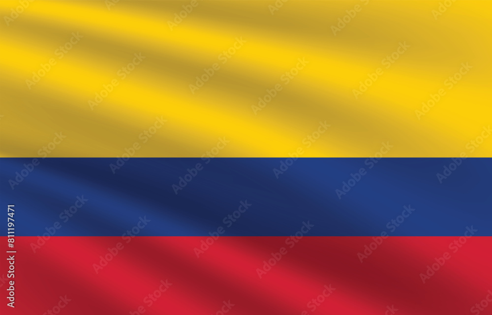 Naklejka premium National flag of Colombia. Colombia Flag. Waving Colombia flag. 