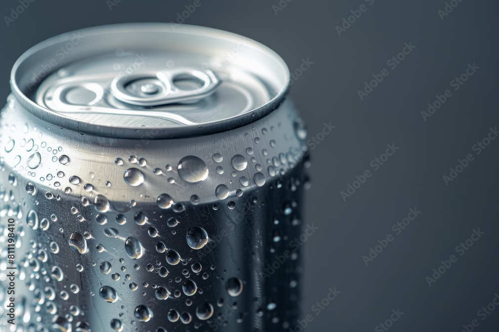 Detailed view of a soda can, showcasing the aluminum material and branding, A fizzy beverage in a sleek aluminum can Detailed view of a soda can, showcasing the aluminum material and branding, A fizzy beverage in a sleek aluminum can