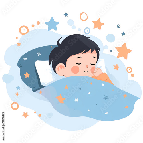 Sleeping on bed concept flat vector background