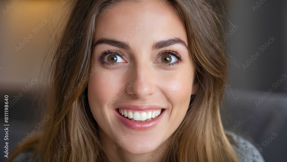 Close up portrait of Amazed woman with Wide-open eyes, broad smile. Close up portrait of Amazed woman with Wide-open eyes, broad smile.