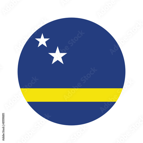 National flag of Curacao. Curacao Flag. Curacao Round flag.
