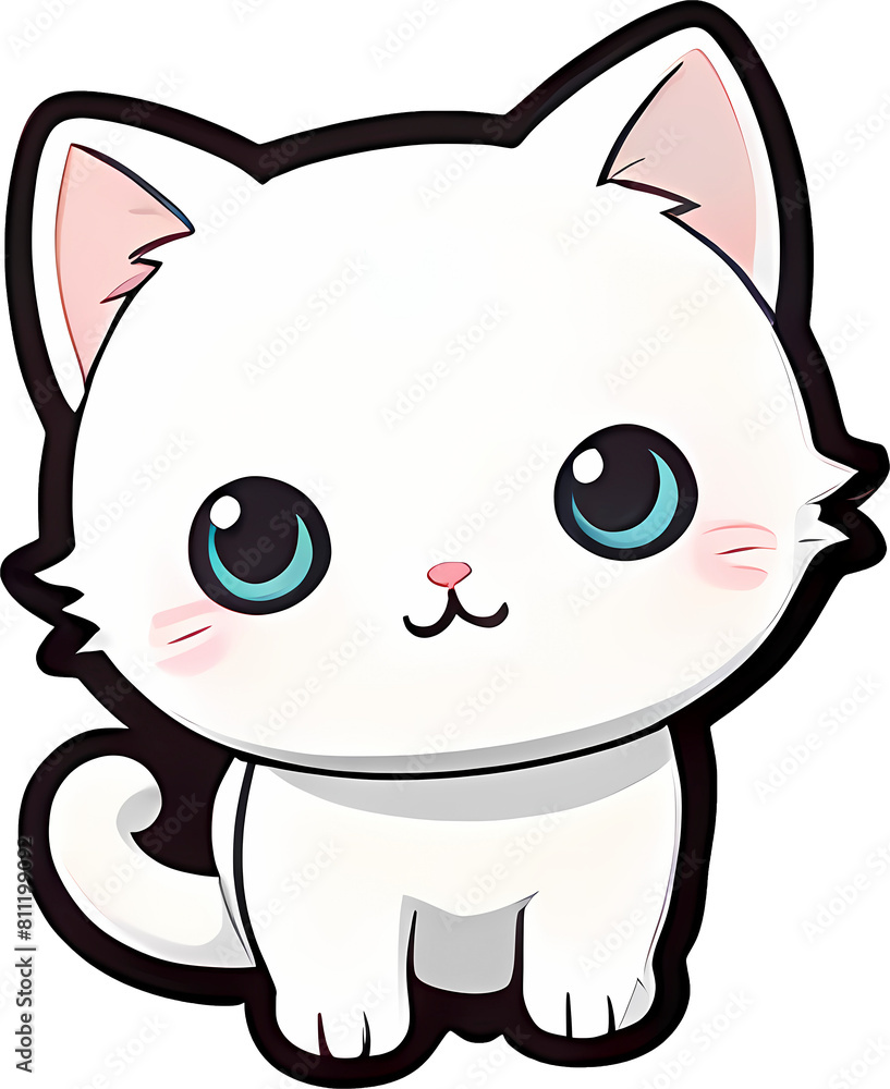 Cute cat. Vector illustration of a white cat with blue eyes. Cute cat. Vector illustration of a white cat with blue eyes.