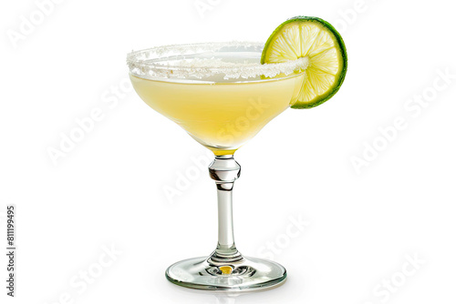 Traditional margarita cocktail isolated on white background