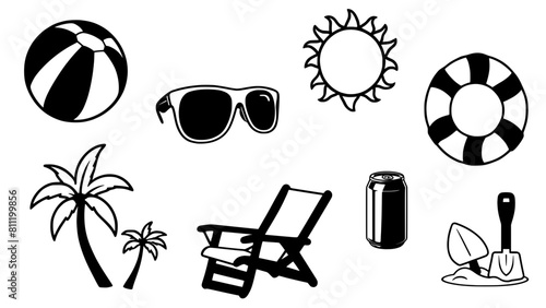 Stylish silhouettes of Summer beach