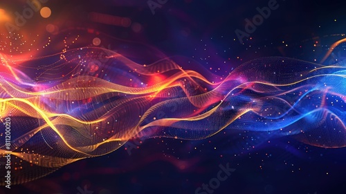 background of colorful light lines and waves  abstract glowing lines. Neon line structure. futuristic. Technology concept.