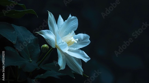 Night blooming flower popularly known as the queen of the night against a dark backdrop photo