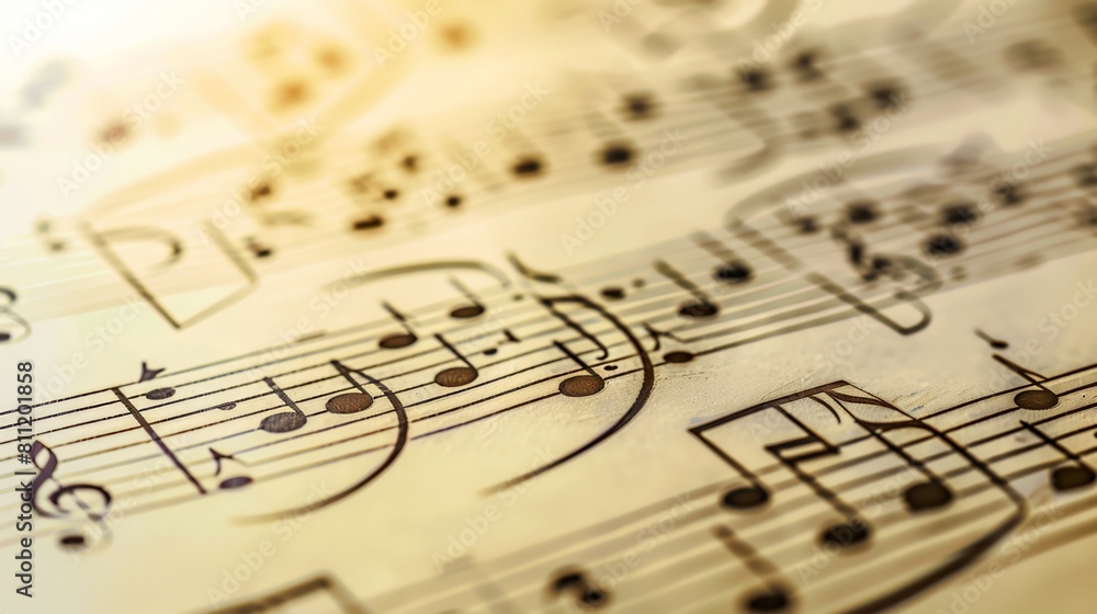 A vibrant sheet of music filled with intricate musical notes ready to come to life through the sound of instruments. Generative AI A vibrant sheet of music filled with intricate musical notes ready to come to life through the sound of instruments. Generative AI