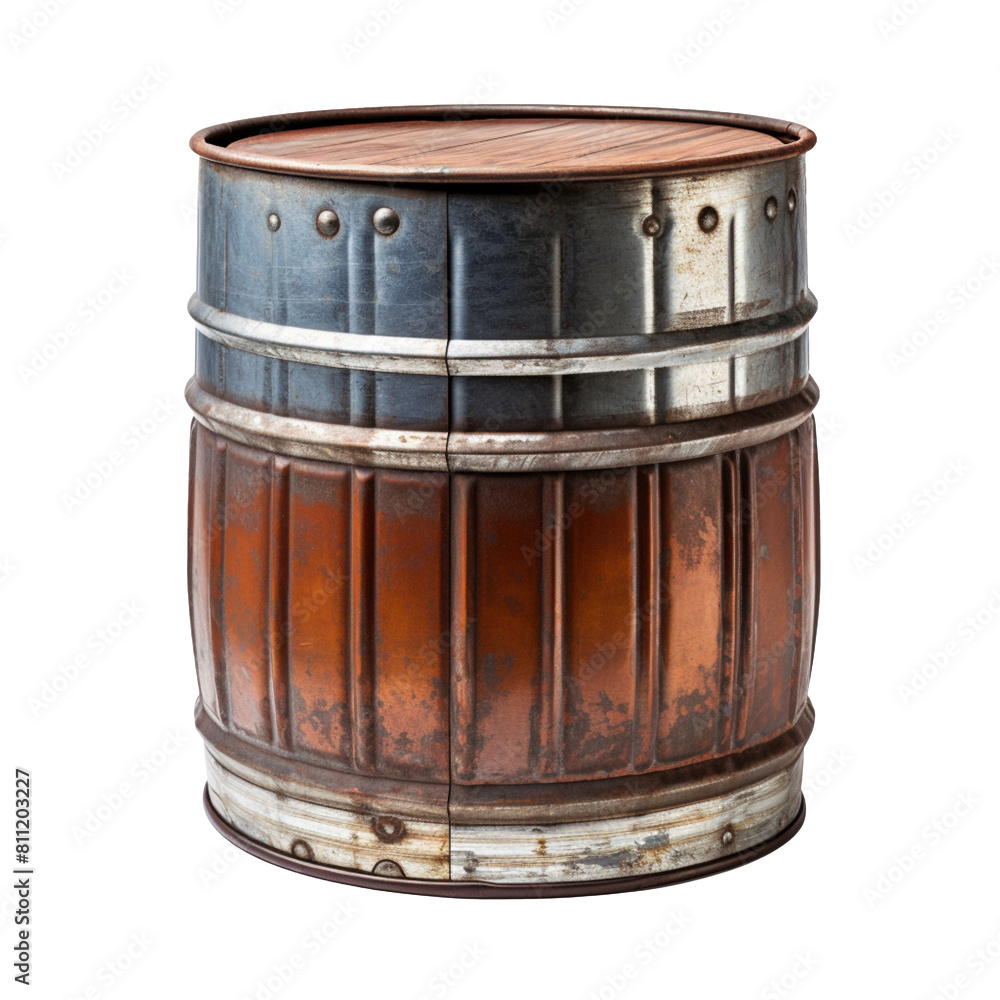 Old metallic barrel isolated on transparent background Old metallic barrel isolated on transparent background