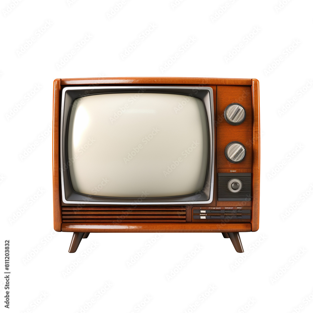 Old vintage television isolated on transparent background