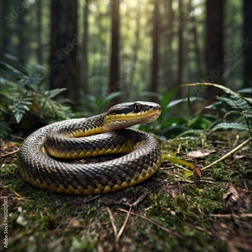 snake in the forest close up 