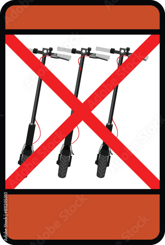 No parking electric scooters road information sign with crossing red lines and empty text field vector illustration