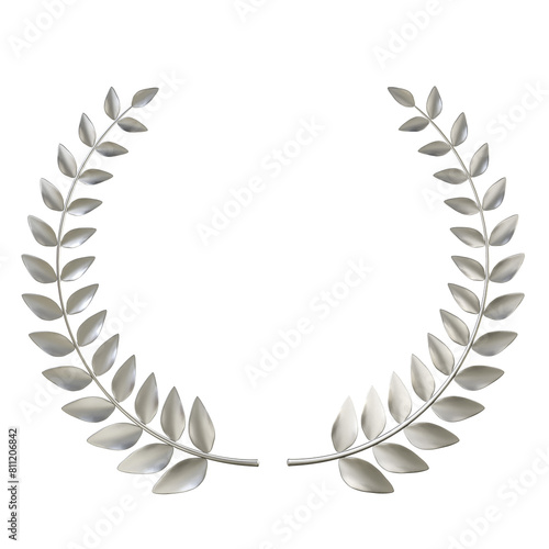 Silverlaurel wreath on transparent background photo