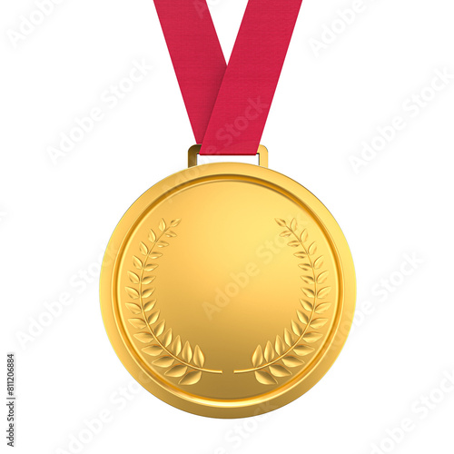 Blank gold medal on transparent background photo