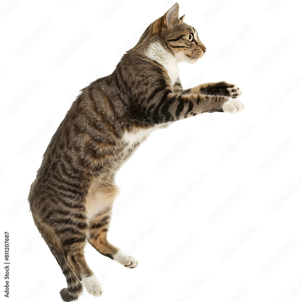 Cat Mid Leap Dynamic and Lively Die Cut PNG Style, Isolated on White and Transparent Background Cat Mid Leap Dynamic and Lively Die Cut PNG Style, Isolated on White and Transparent Background