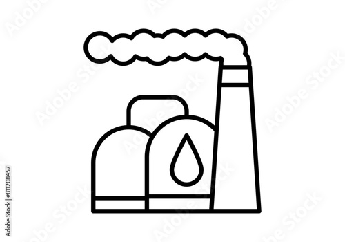 Icono negro de planta de refinamiento de petróleo. 