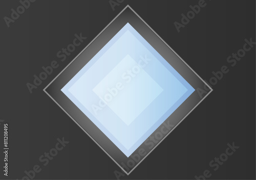 Fondo de diamante azul con marco gris en fondo negro.