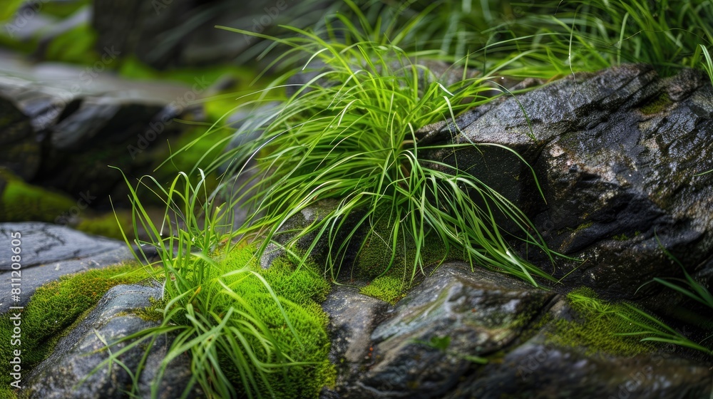 Grass weaving through the rocks forms an essential part of the natural ecosystem Grass weaving through the rocks forms an essential part of the natural ecosystem