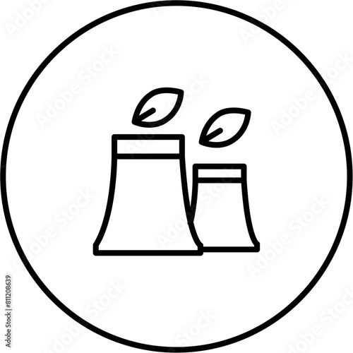 ESG, Eco-power, eco-factory, eco-industry, industrial, factory, eco-friendly, sustainable, green, environmentally friendly, renewable energy, low carbon, icon in black