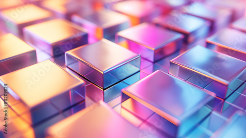 square polarization effect and colorful neon holographic . Abstract psychedelic background.